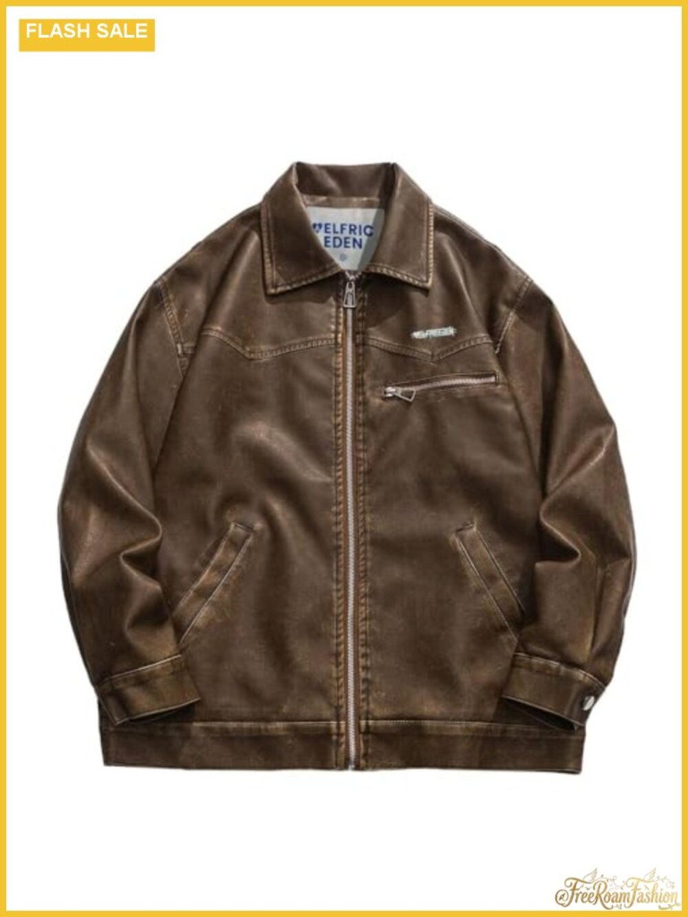 Faux Leather Oversized Motorcycle Jacket Zip Up Moto Moto Coat Y2K